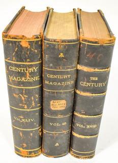 Three (3) Leather Bound Volumes of The Century Illustrated Monthly Magazine, 1890 to 1893