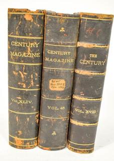 Three (3) Leather Bound Volumes of The Century Illustrated Monthly Magazine, 1890 to 1893