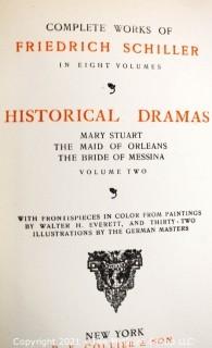 Seven Volume (7) Leather Bound with Marbled Covers of The Complete Works of Friedrich Schiller 1902