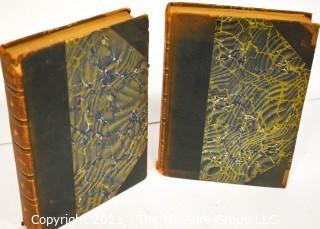 Seven Volume (7) Leather Bound with Marbled Covers of The Complete Works of Friedrich Schiller 1902