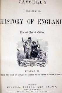 Five (5) Volumes of Cassell's Illustrated History of England, Published by Cassell, Petter, and Galpin, London, England,  1862