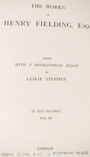 Ten (10) Volume Set of The Works Of Henry Fielding Esq by Leslie Stephen  1882.