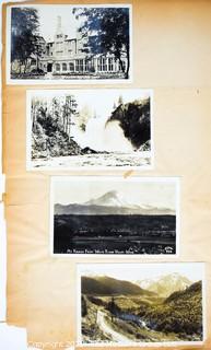 (19) Photo Postcards and (83) Vintage Commercial Postcards; mounted on scrapbook pages