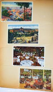 (19) Photo Postcards and (83) Vintage Commercial Postcards; mounted on scrapbook pages