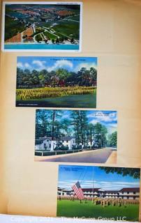 (19) Photo Postcards and (83) Vintage Commercial Postcards; mounted on scrapbook pages