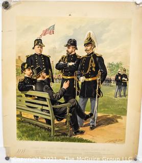 Large Colored Lithograph of Staff and Line Officers in Full Dress Full Dress, 1888, copyright of C.S. Brigadier General S. B. Holabird, drawn by H.A. Ogden, litho by H G Buek and Co., NY, NY.