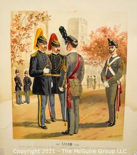 Large Colored Lithograph of Officers Cavalry and Artillery Cadets in Full Dress, 1888, copyright of C.S. Brigadier General S. B. Holabird, drawn by H.A. Ogden, litho by H G Buek and Co., NY, NY.