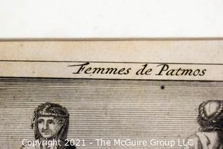 Etching titled "Femmes de Patmos" by Joseph de Tournefort, 1656-1708