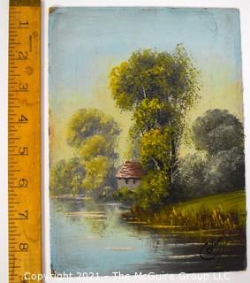 Oil on Artists Board Landscape, signed lower right. Measures 7 x 9"