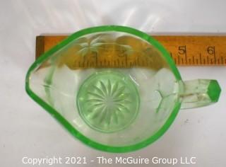 Etched Vaseline Glass Cream Pitcher