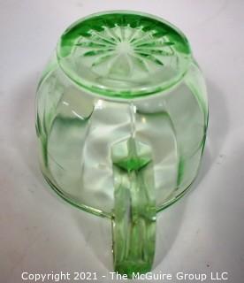 Etched Vaseline Glass Cream Pitcher