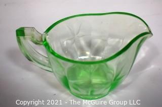 Etched Vaseline Glass Cream Pitcher