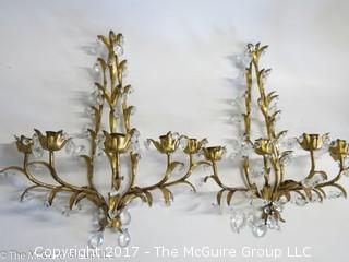 Pair of (5 candle each) wall sconces; 20" T 