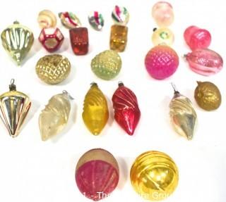 Group of Vintage Hand Painted Figural Mercury Glass Christmas Ornaments 