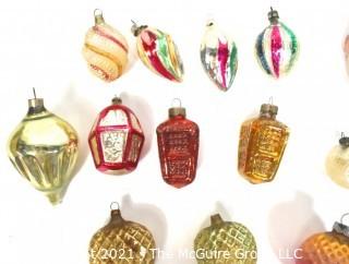 Group of Vintage Hand Painted Figural Mercury Glass Christmas Ornaments 