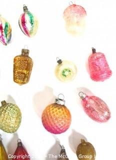 Group of Vintage Hand Painted Figural Mercury Glass Christmas Ornaments 