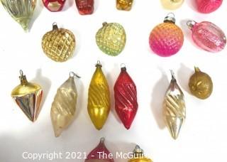 Group of Vintage Hand Painted Figural Mercury Glass Christmas Ornaments 