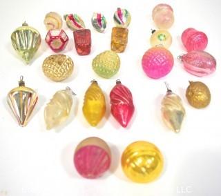 Group of Vintage Hand Painted Figural Mercury Glass Christmas Ornaments 