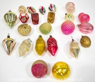 Group of Vintage Hand Painted Figural Mercury Glass Christmas Ornaments 