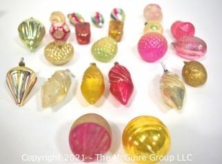 Group of Vintage Hand Painted Figural Mercury Glass Christmas Ornaments 