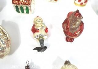 Group of Vintage Santa Clause Figural Hand Painted Mercury Glass Christmas Ornaments.