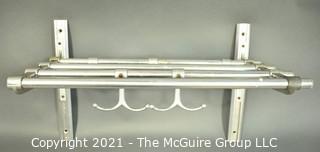 Vintage Railway Train Brushed Aluminum Mid Century Hat, Coat & Luggage Rack. 