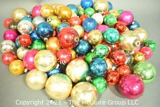 Vintage Mercury Glass Ball Ornaments in Various Colors and Sizes. 