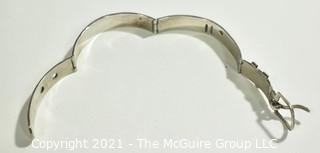 Vintage Mexican Sterling Silver Buckle Hinged Bangle Bracelet; 41g