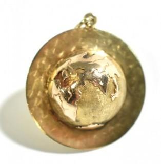 14k Yellow Gold "Around the World with You" Globe Pendant or Charm.  Weighs 10.2g 