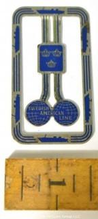 Vintage Swedish American Lines Silver with Blue Enamel Money Clip or Bookmark.