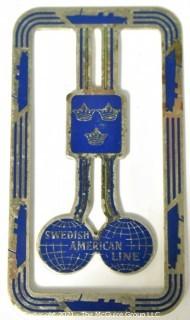 Vintage Swedish American Lines Silver with Blue Enamel Money Clip or Bookmark.