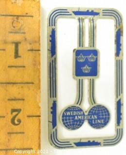 Vintage Swedish American Lines Silver with Blue Enamel Money Clip or Bookmark.