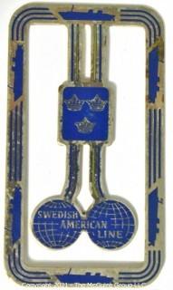 Vintage Swedish American Lines Silver with Blue Enamel Money Clip or Bookmark.