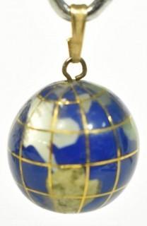 Vintage Lapis and 18 Karat Yellow Gold Globe Charm or Pendant.  Weights 7g