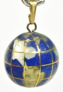 Vintage Lapis and 18 Karat Yellow Gold Globe Charm or Pendant.  Weights 7g