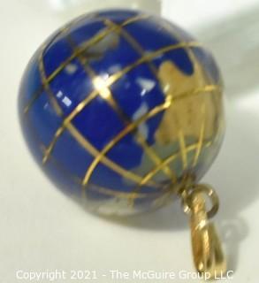 Vintage Lapis and 18 Karat Yellow Gold Globe Charm or Pendant.  Weights 7g