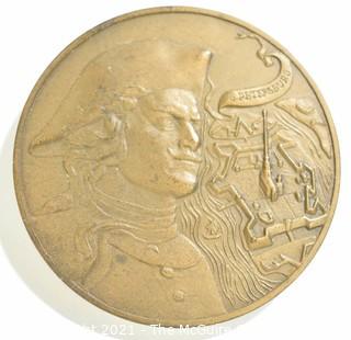 Vintage Bronze Medallion Tsar Peter The Great - Founder Of St. Petersburg, Russia 1703 . 