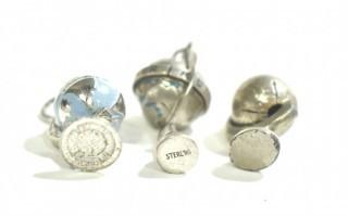 Three (3) Vintage Sterling Silver Articulated Globes on Stand Charm or Pendants. 10g total weight