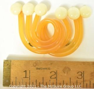  Vintage Applesauce Bakelite Abstract Modernist Shaped Brooch.