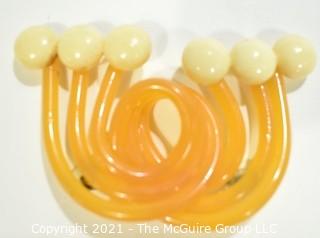  Vintage Applesauce Bakelite Abstract Modernist Shaped Brooch.