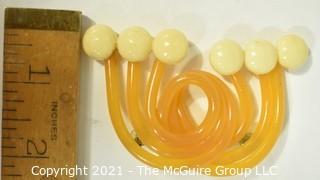  Vintage Applesauce Bakelite Abstract Modernist Shaped Brooch.