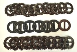 Group of Vintage Bakelite & Cellloid  Buckles in Black and Brown. 