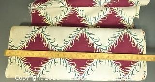 Full Bolt Of Vintage  Mid Century Art Deco Designed Barkcloth Fabric 