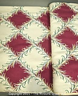 Full Bolt Of Vintage  Mid Century Art Deco Designed Barkcloth Fabric 