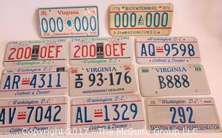 Collection of DC and VA license plates 