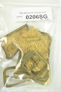 Six (6) Ornate Victorian Brass Buckles and Clasps.  