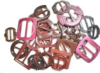 Group of Bakelite Buckles in Pinks and Purples.