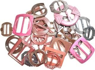 Group of Bakelite Buckles in Pinks and Purples.