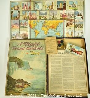 Antitque 1928 A Flight Around The World Board Game By J W Spears England  