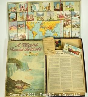 Antitque 1928 A Flight Around The World Board Game By J W Spears England  